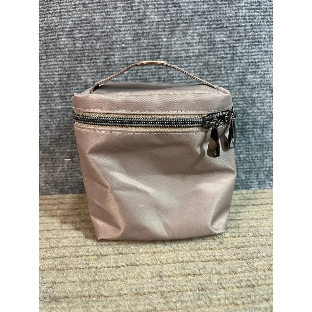 Lug Box Top Small Cosmetic Case Metallic Sand Toiletry Makeup Bag Organizer